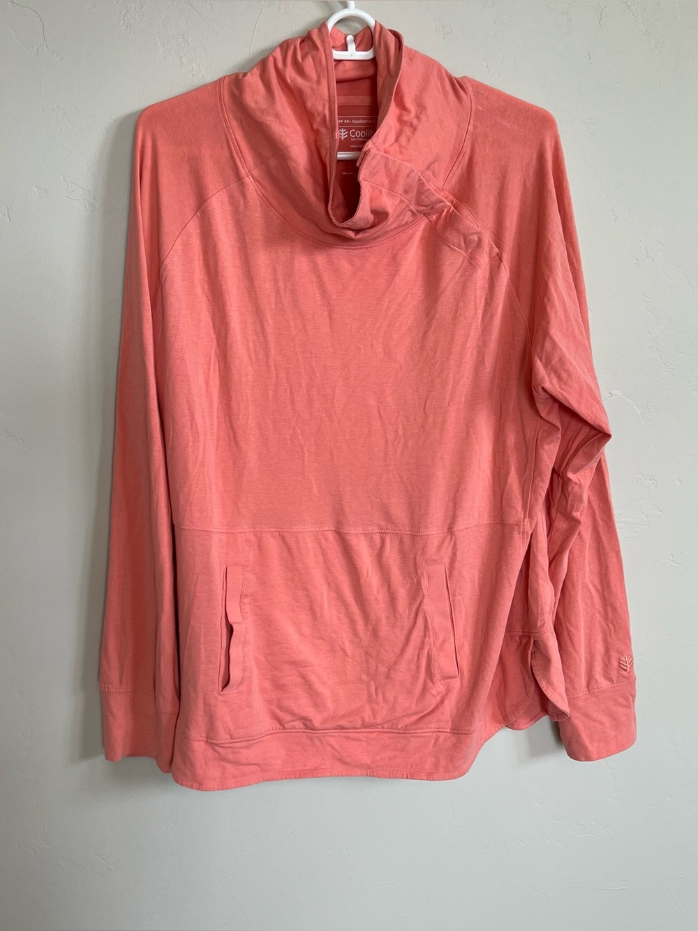 Coolibar Sea Breeze Funnel Neck Top Womens 2X Coral UPF50 Long Sleeve Rash Guard